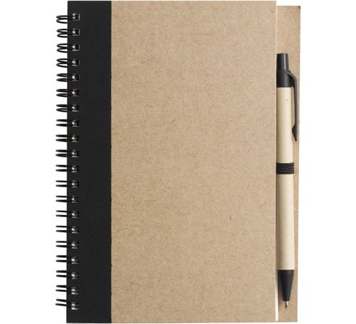 Notizblock mit Stift - Recycled, Schwarz