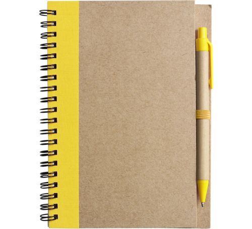 Notizblock mit Stift - Recycled, Gelb