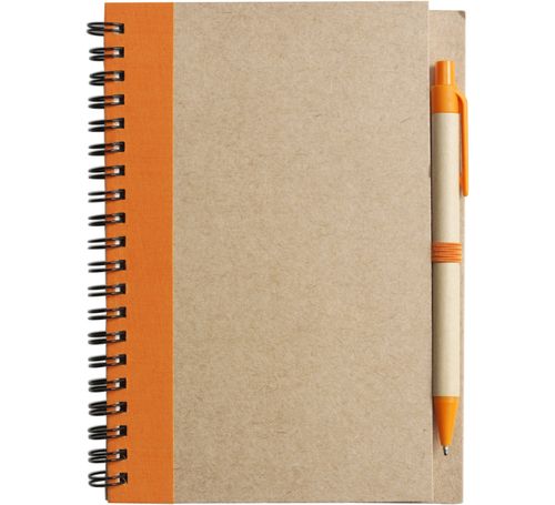 Notizblock mit Stift - Recycled, Orange