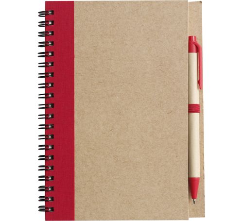 Notizblock mit Stift - Recycled, Rot