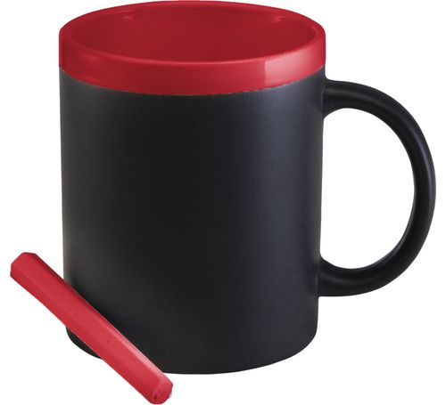 Becher mit Kreide, Schwarz/Rot