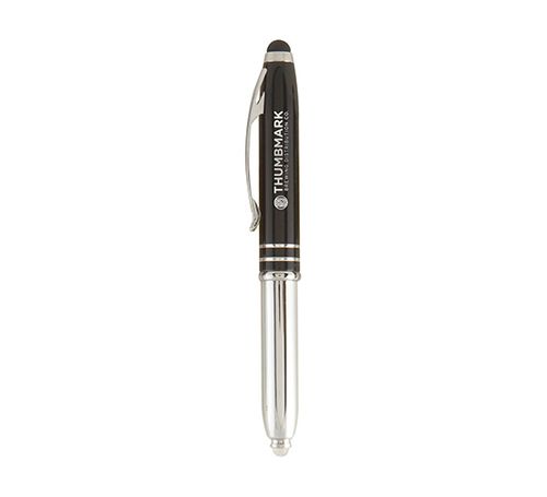 Kugelschreiber Brando glänzend mit LED & Stylus, Metall Schwarz