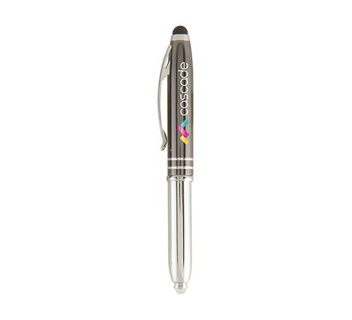 Kugelschreiber Brando glänzend mit LED & Stylus, Metall Grau
