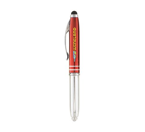 Kugelschreiber Brando glänzend mit LED & Stylus, Metall Rot