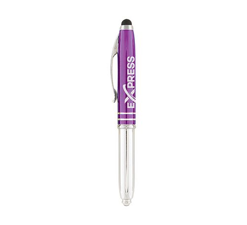 Kugelschreiber Brando glänzend mit LED & Stylus, Metall Violett