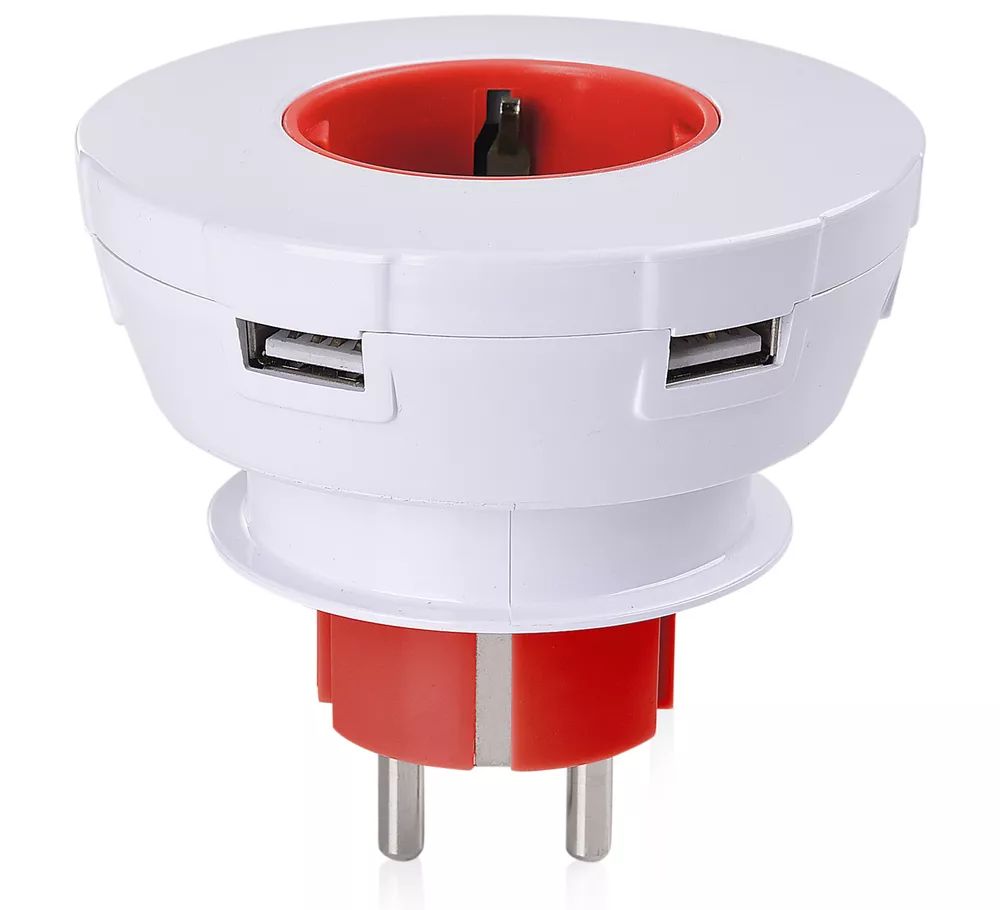 USB-Plug Steckdose, Rot/Weiß