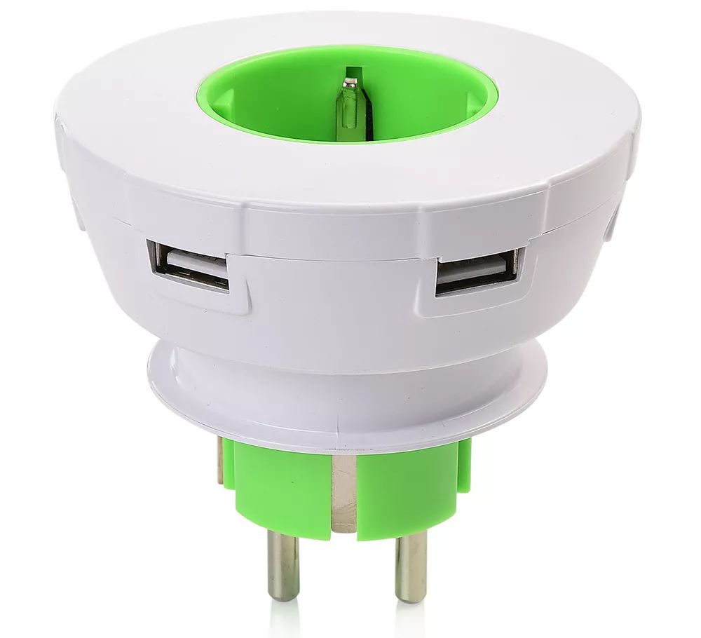 USB-Plug Steckdose, Weiß/Grün