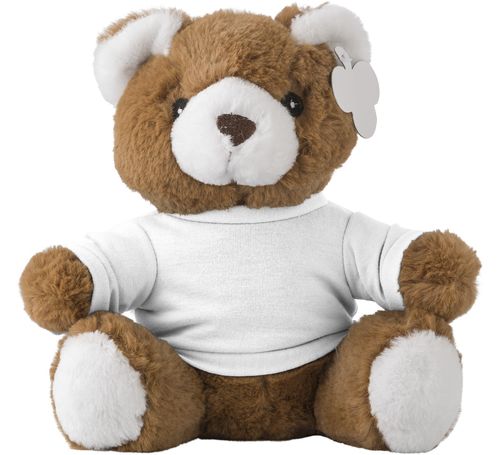 Teddybär mit T-Shirt, Weiß