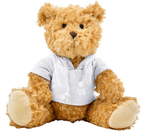 Plüsch-Teddy mit Hoodie, Weiß