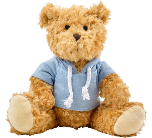 Plüsch-Teddy mit Hoodie, Hellblau