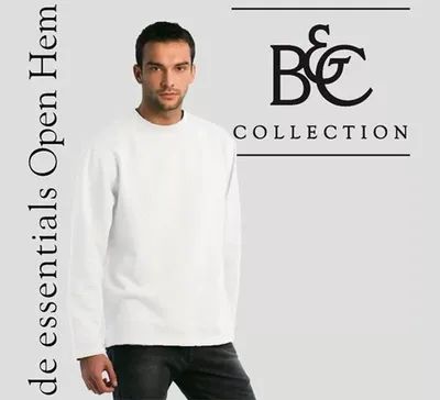 B&C Herren Sweater Open Hem White